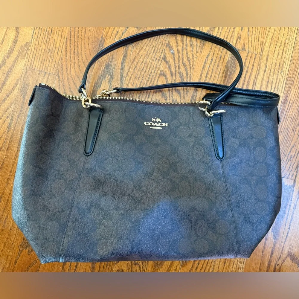 COACH Ava Tote Purse  Deep Brown Logo